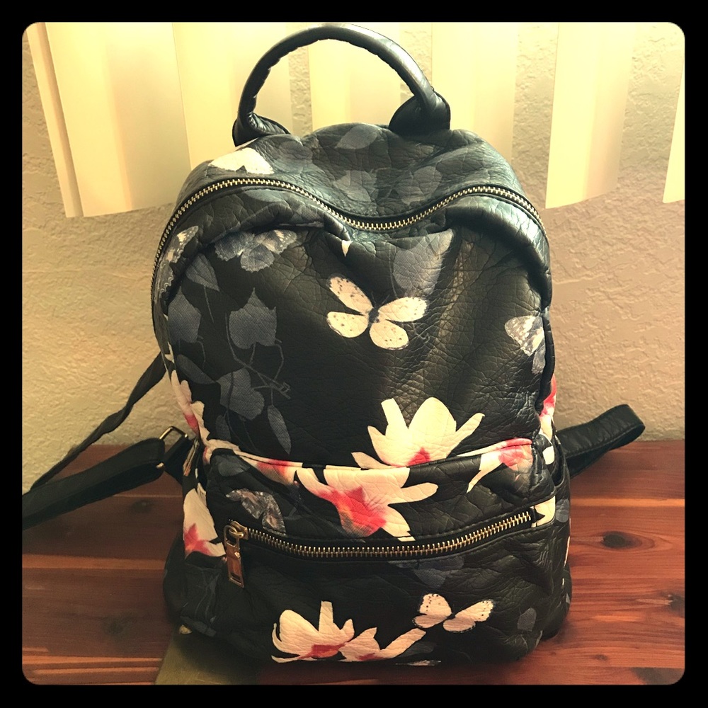 Flower Print Backpack Purse